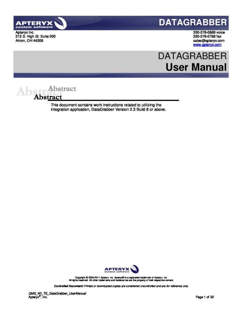 DataGrabber User Manual